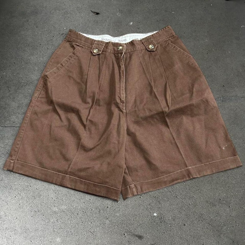 Vintage women's No Boundaries brown pleated high rise utility shorts Size 11/12